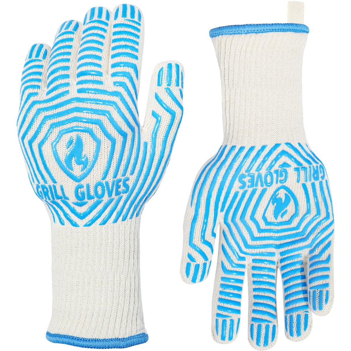 QUWIN BBQ Gloves, 1472°F Heat Resistant Grilling Gloves Silicone Non-Slip Oven Mitts, Kitchen Gloves for BBQ, Grilling, Cooking, Baking(One Size Fits Most, Black)- 1 Pair
