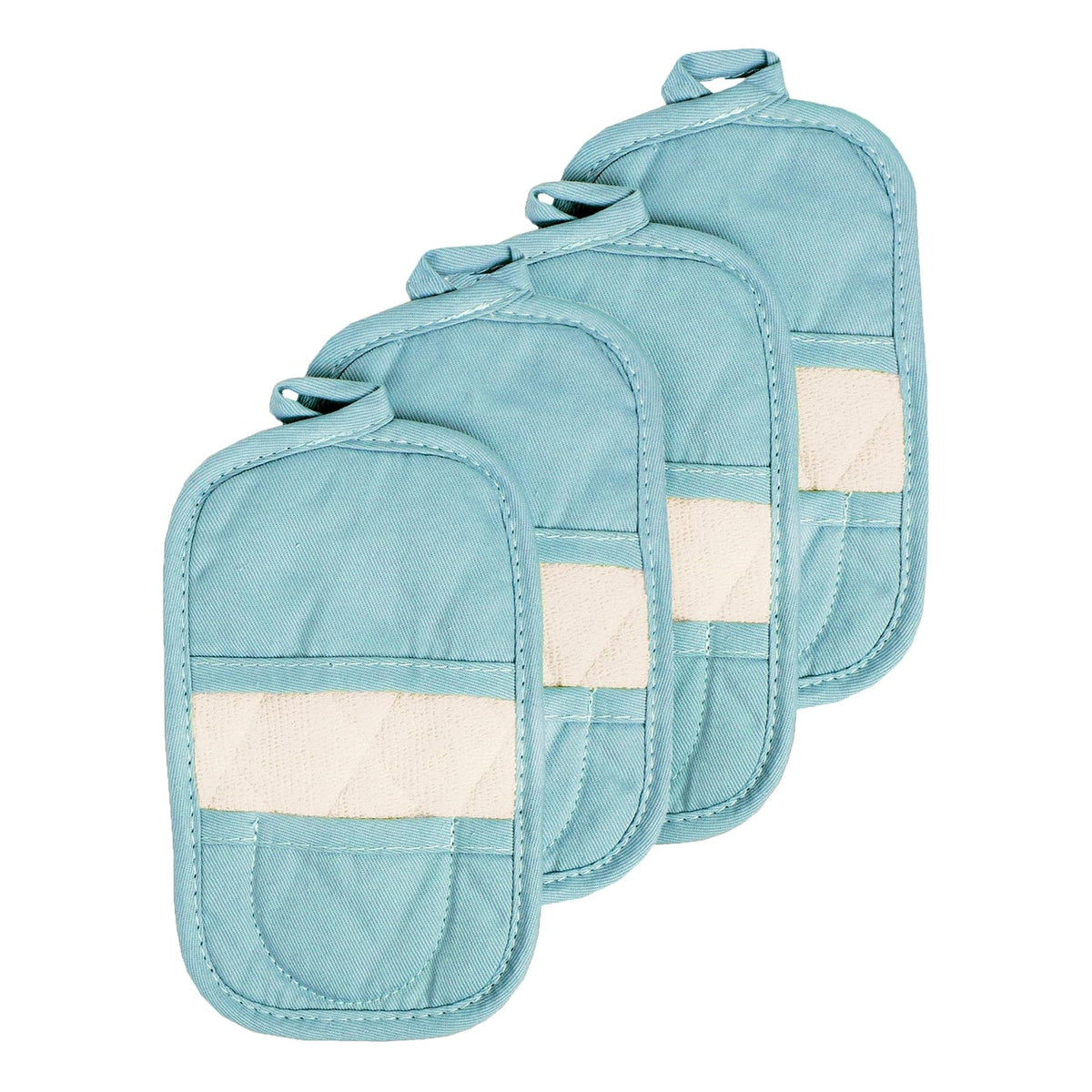 RITZ Premium Pot Holders & Heating Pads (4-Pack), 8.5" x 5.5", Heat Resistant, 100% Cotton Terry-Looped Pocket, Kitchen and Barbeque, Black