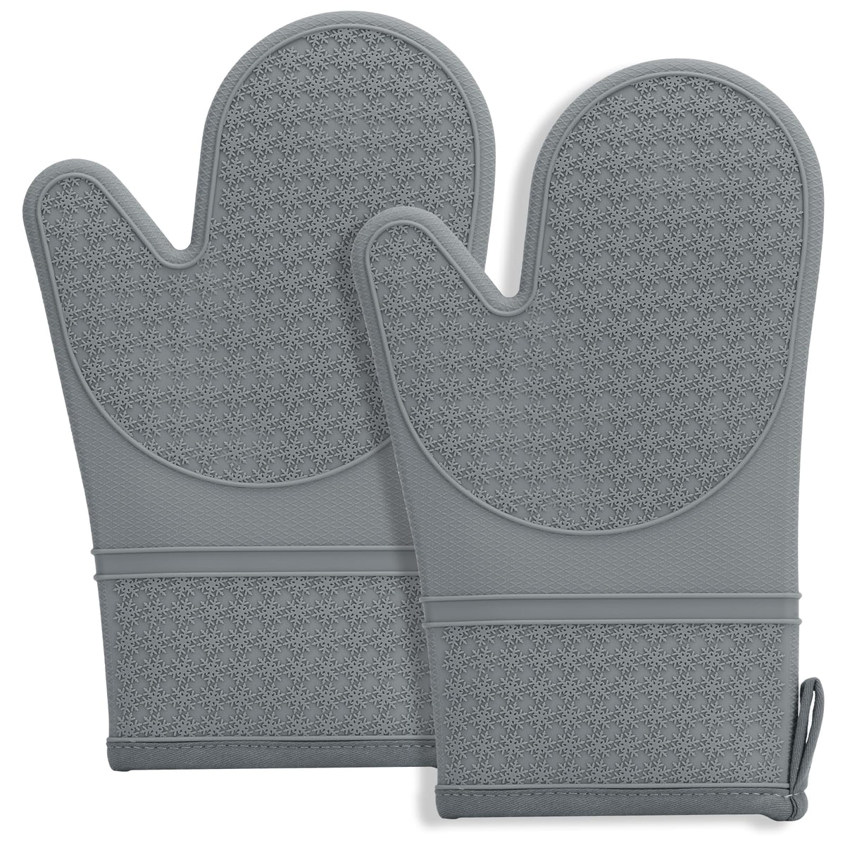 Hovico Silicone Oven Mitts, Heat Resistant 500F Kitchen Mitts 2PCS, 11.6" BPA-Free Soft Baking Gloves, Non-Slip Grip Oven Gloves with Soft Cotton Lining for Kitchen Cooking Baking BBQ - Black