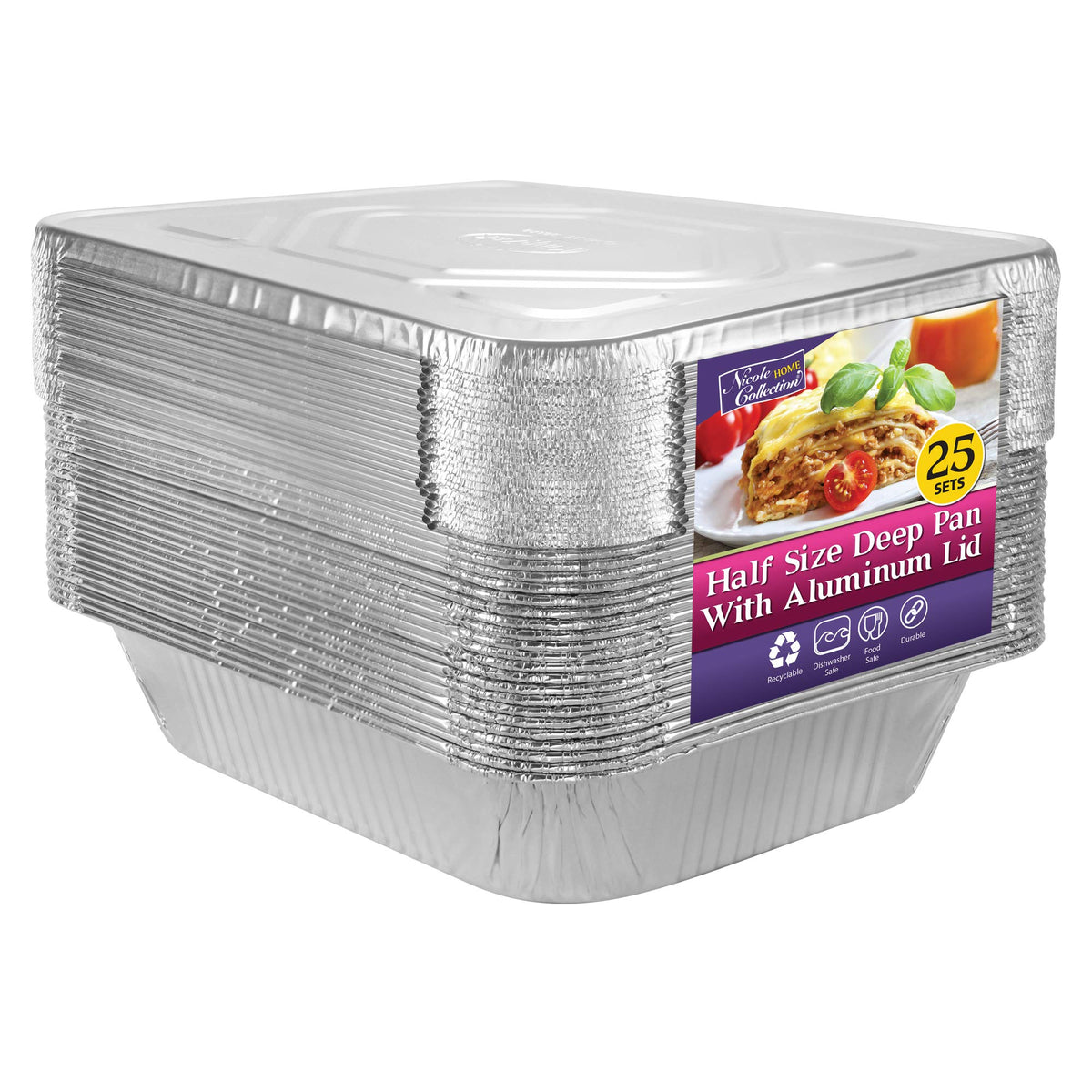 Aluminum Pans Half Size, 9X13, Extra Heavy Duty Disposable Foil Pans For Baking (30 Pack) Roasting & Chafing, Deep Tin Foil Bakeware, Steam Table Tray, Cookware, Food Prepping, Cake & Oven Pan