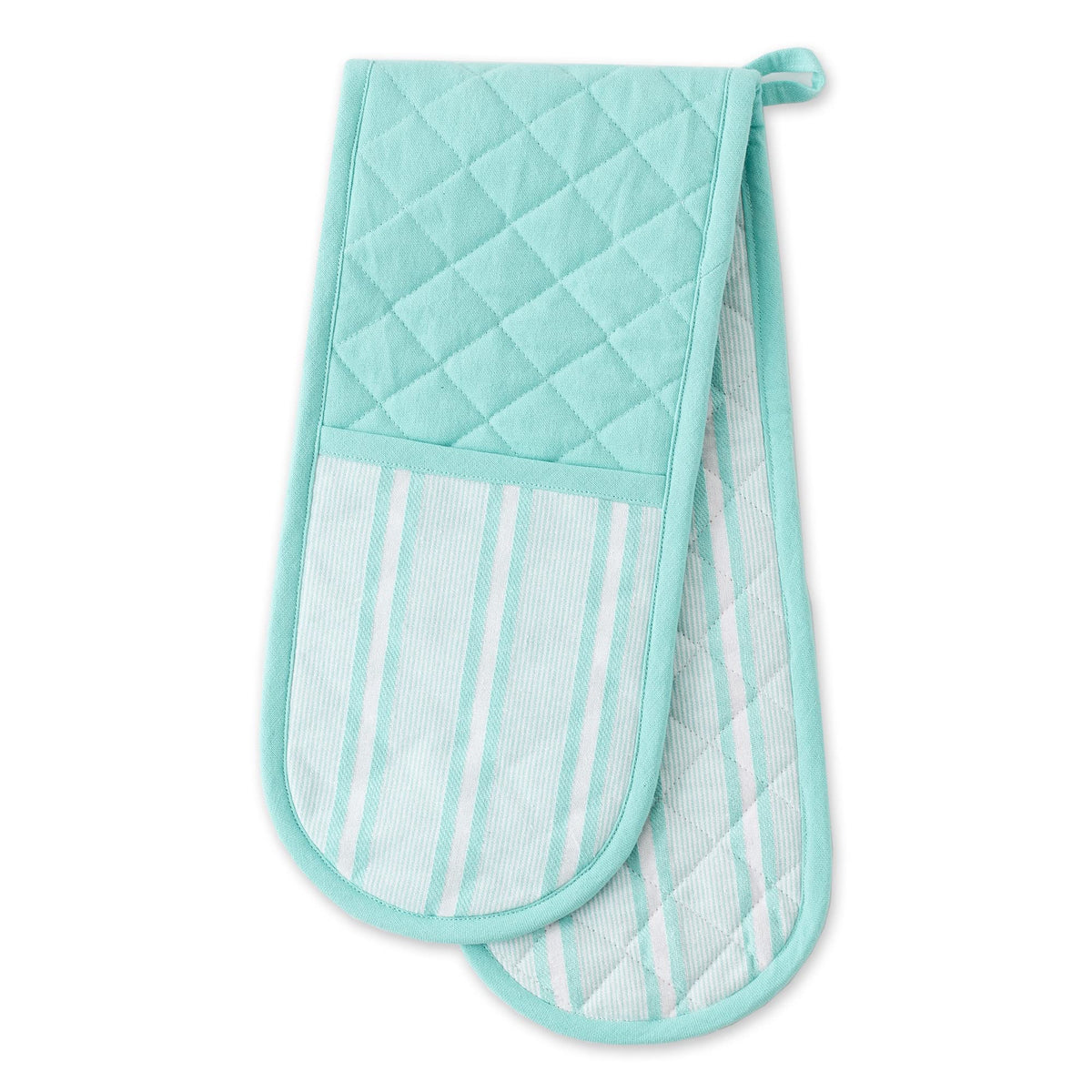 DII Double Strip Chef Kitchen Cooking & Baking Collection, Double Oven Mitt, 35x7.5, Mineral Gray