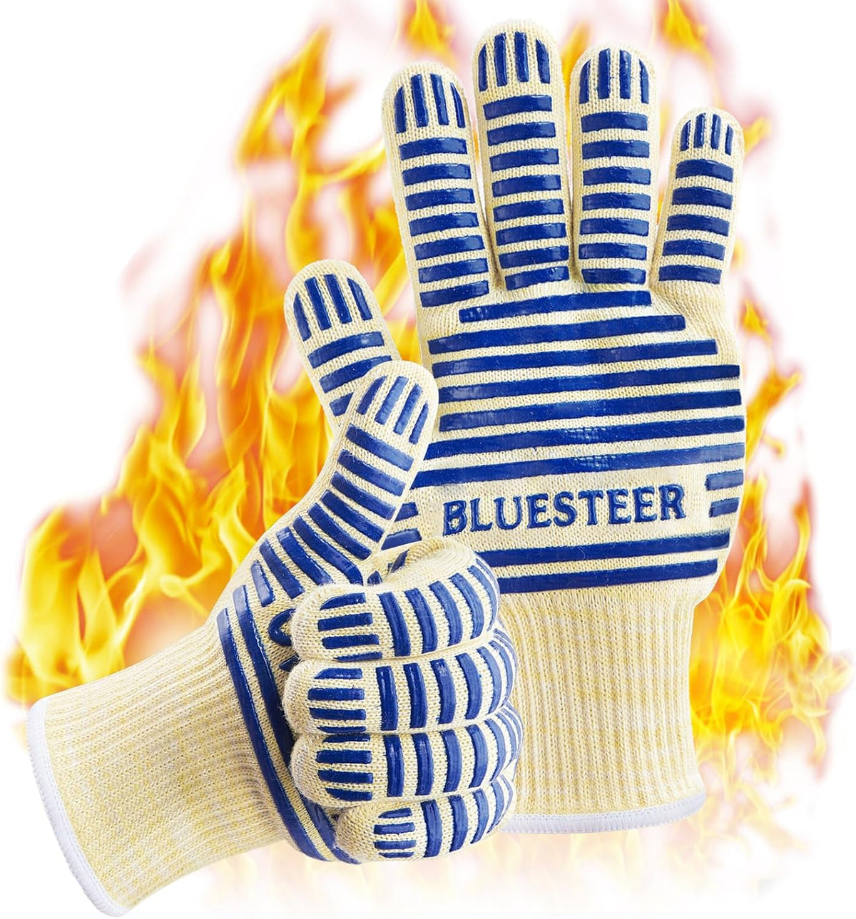 Heat Resistant Oven Gloves with Fingers, Heat Proof Gloves Oven Mitts