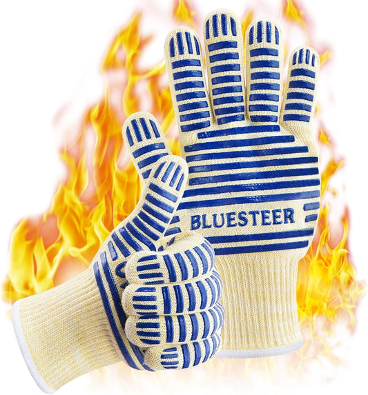 Heat Resistant Oven Gloves with Fingers, Heat Proof Gloves Oven Mitts