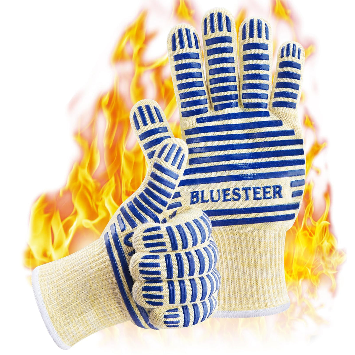 Heat Resistant Oven Gloves with Fingers, Heat Proof Gloves Oven Mitts