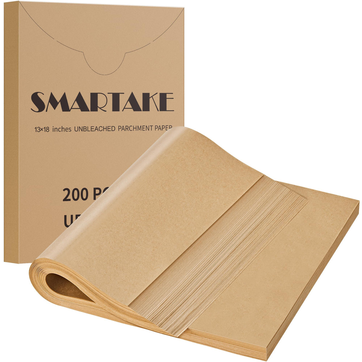 SMARTAKE 200 Pcs Parchment Paper Baking Sheets, 12x16 Inches, Non-Stick
