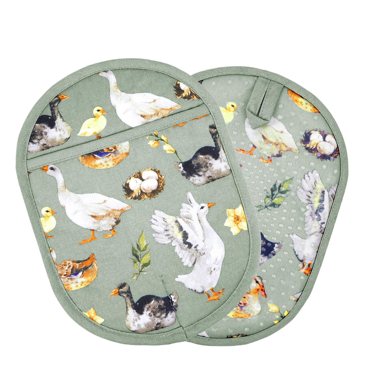 Oven Mitts with Transparent Clear Silicone Shell and Nice Friut Flower Printing