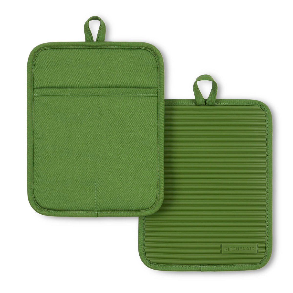 KitchenAid Ribbed Soft Silicone Pot Holder 2-Pack Set, Milkshake Tan, 7"x9"