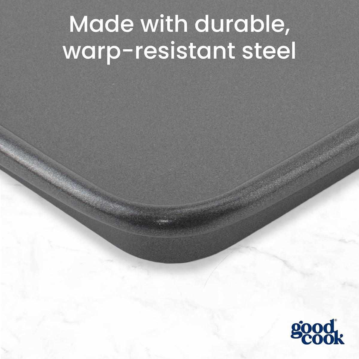 GoodCook Everyday Toaster Oven Mini Baking Sheets Set of 2 Set of 2 Heavy-Gauge Steel Baking Pans with Scratch-Resistant Nonstick, 9 x 6.2-Inch, Gray