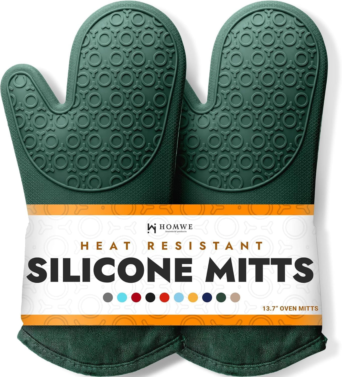BPA-Free Soft Silicone Oven Mitts - Ultra Heat Resistant Oven Mitts with Thick Cotton Liner - Extra Long Slip Resistant Pot Holders, Flexible Oven Gloves