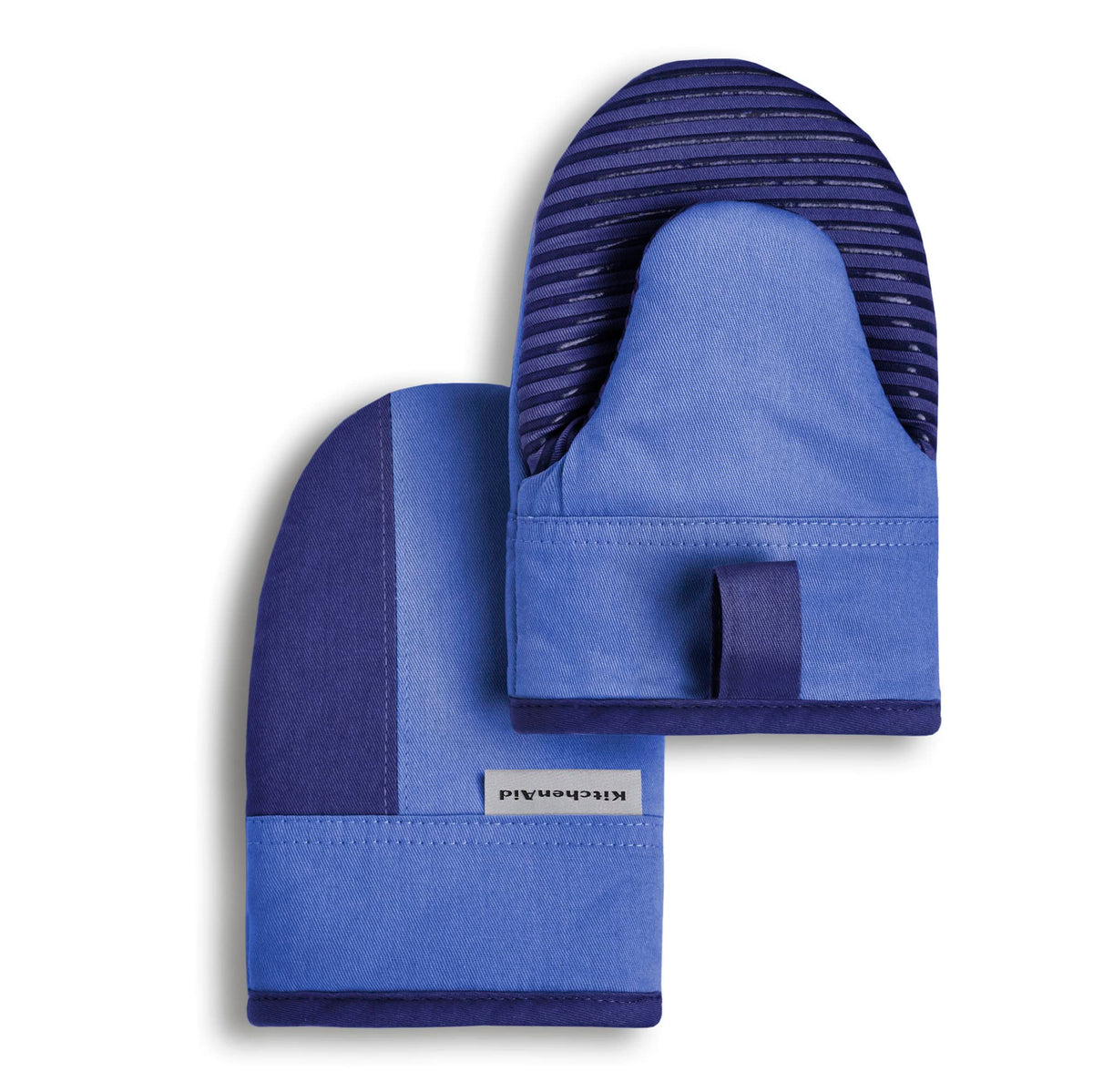 KitchenAid Beacon Two-Tone Non-Slip Mini Oven Mitt Set, Navy/Ink, 5.5"x8", 2 Piece