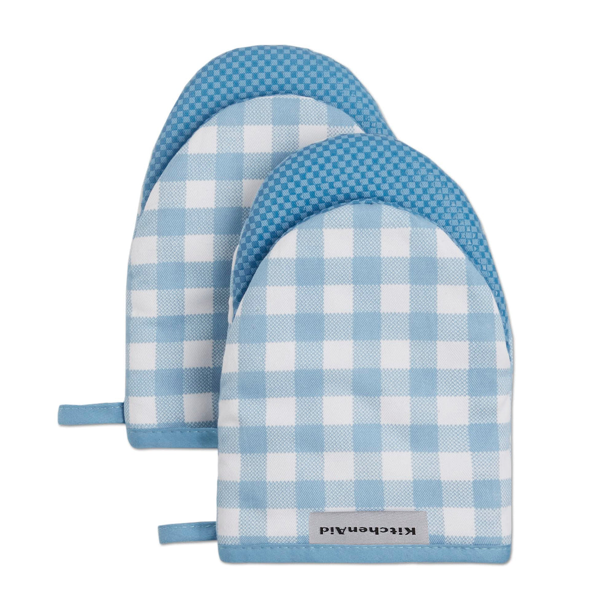 KitchenAid Gingham Mini Oven Mitt 2-Pack Set, Dried Rose, 5.5"x8"