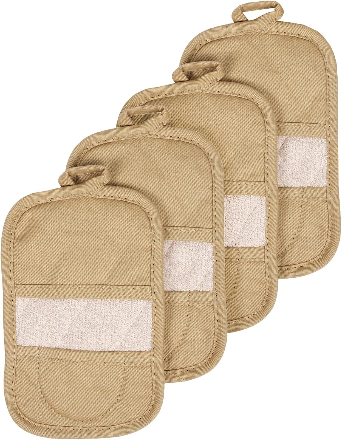 RITZ Premium Pot Holders & Heating Pads (4-Pack), 8.5" x 5.5", Heat Resistant, 100% Cotton Terry-Looped Pocket, Kitchen and Barbeque, Black