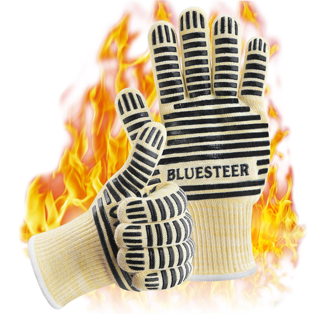 Heat Resistant Oven Gloves with Fingers, Heat Proof Gloves Oven Mitts