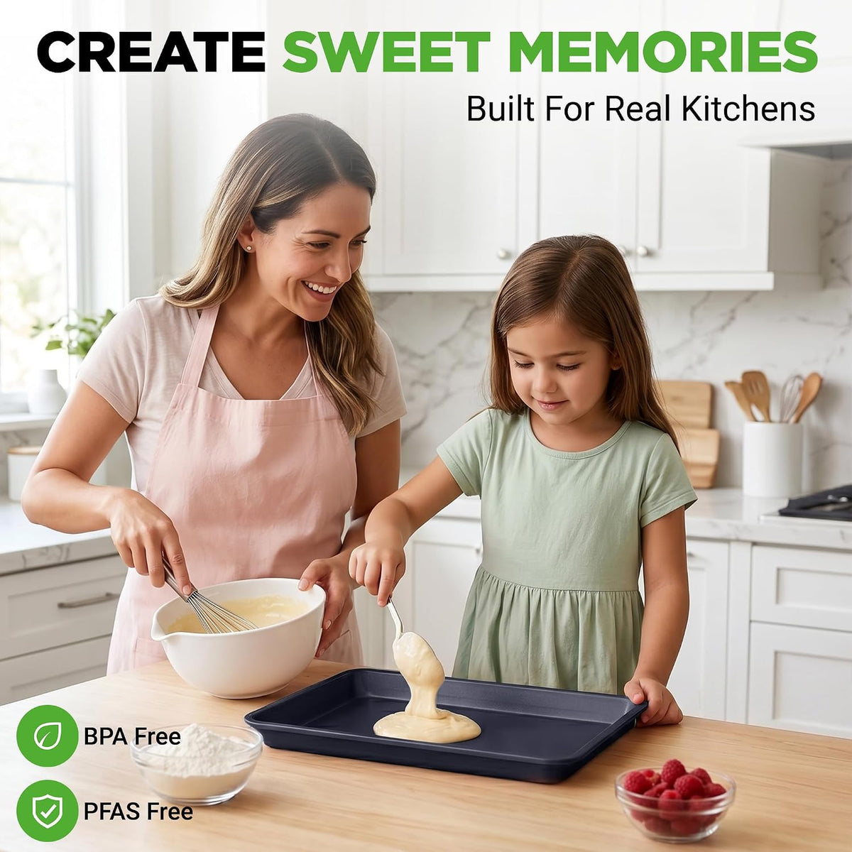 NutriChef Non-Stick Cookie Sheet Baking Pans, 2-Piece Oven Baking Trays w/ Superior Nonstick Coating - 15" x 11" & 13" x 9" Sizes for Convenient Roasting & Baking - Dishwasher Safe
