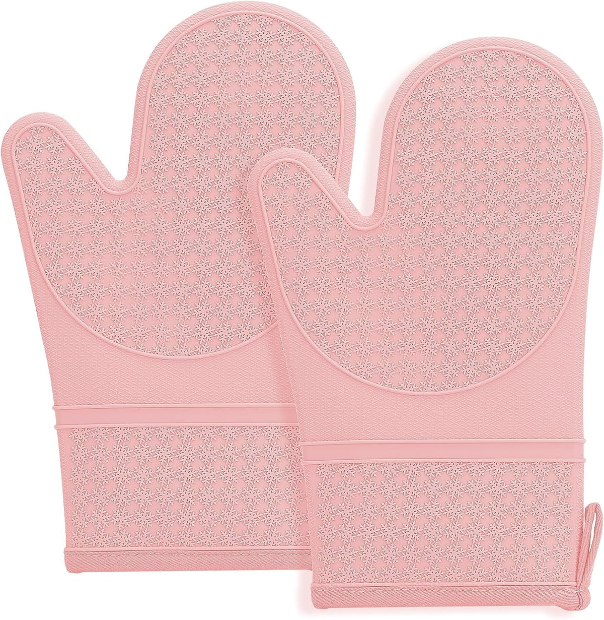 Hovico Silicone Oven Mitts, Heat Resistant 500F Kitchen Mitts 2PCS, 11.6" BPA-Free Soft Baking Gloves, Non-Slip Grip Oven Gloves with Soft Cotton Lining for Kitchen Cooking Baking BBQ - Black