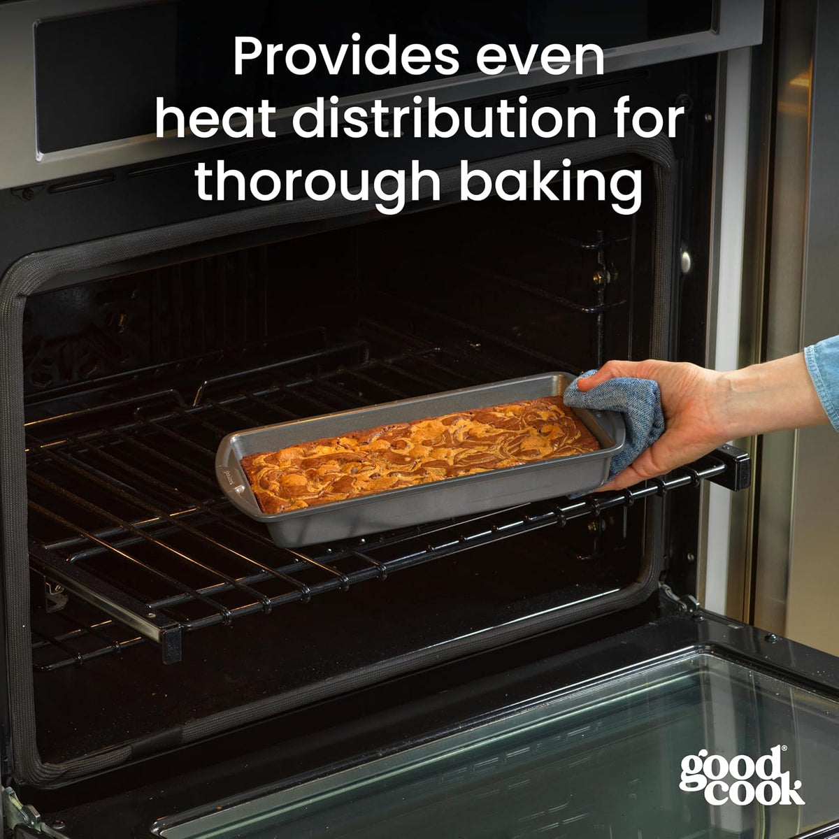 Good Cook Everyday Baking Pan with Scratch-Resistant Metal-Utensil Safe Nonstick, 7 x 11-Inch, Gray