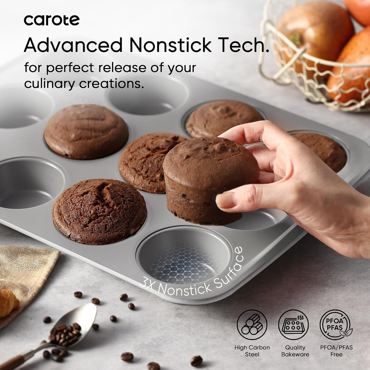 CAROTE 7-Piece Baking Pans Set, Nonstick Bakeware Sets, Gray & Blue