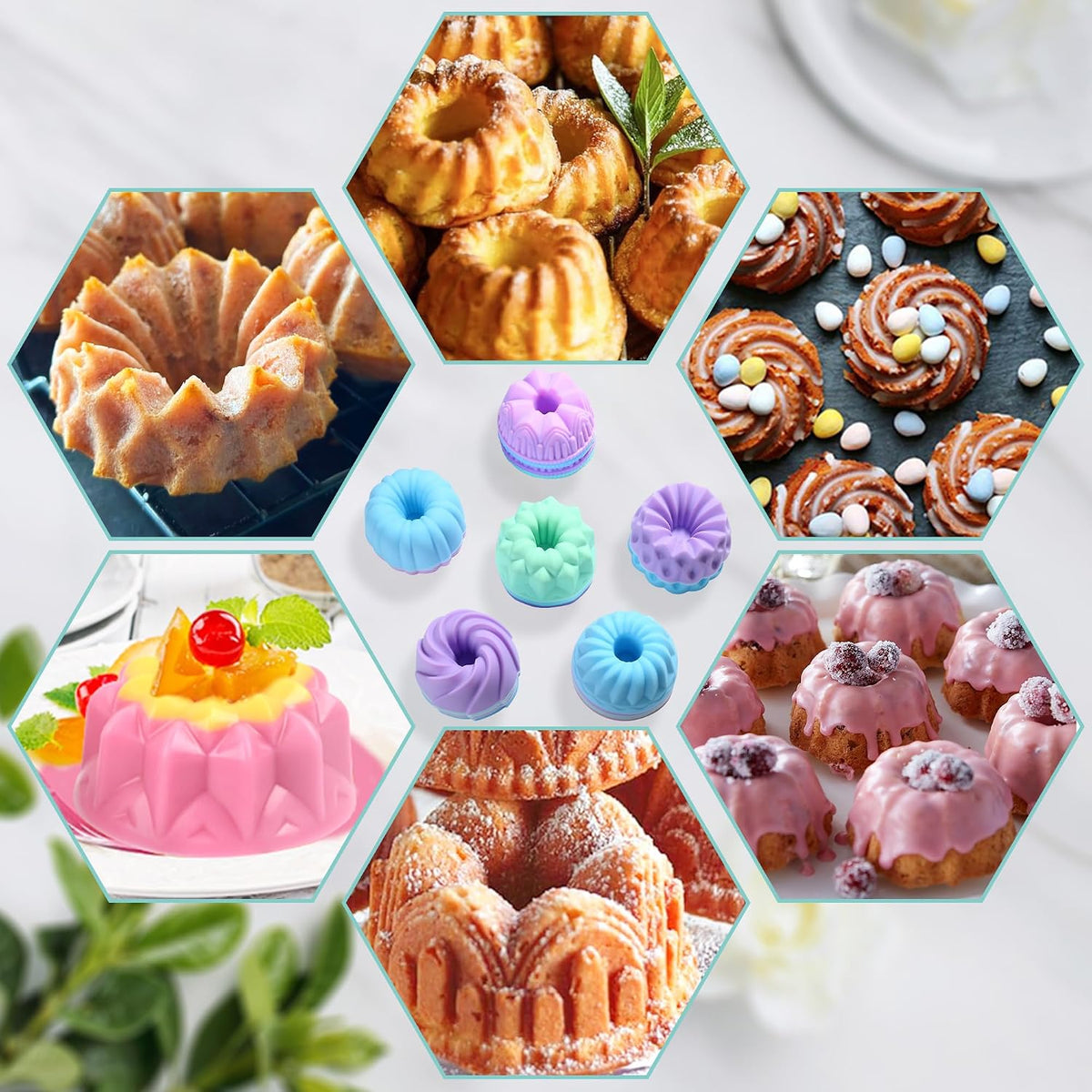 To encounter 24Pack Silicone Molds, Nonstick 3 inches Donut Mold, Silicone Baking Cups, Donut Pan, Muffin, Jello, Bagel Pan, Oven- Microwave- Dishwasher Safe
