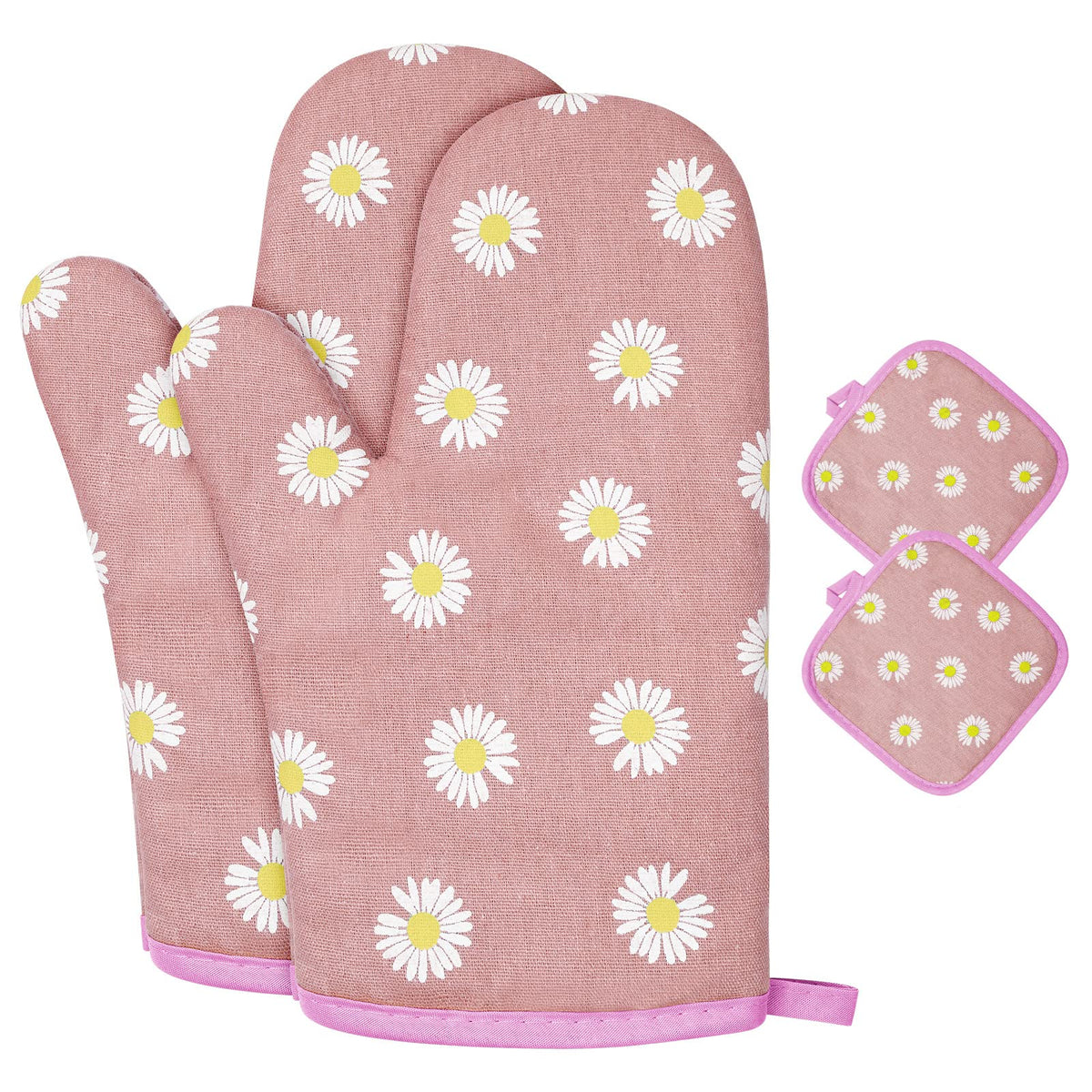 AUAUY Oven Mitts and Pot Holders 6PCS Set, 392°F Heat Resistant BBQ Gloves