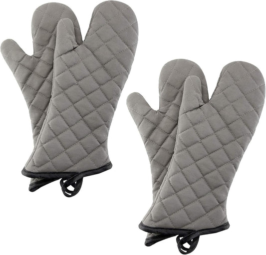 ARCLIBER Gray 16" Quilted Terry Oven Mitts 2 Pairs Heat Resistant