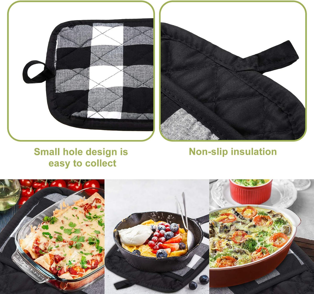 Patelai 7 Pieces Buffalo Check Dish Towels Pot Holders Oven Mitts Set