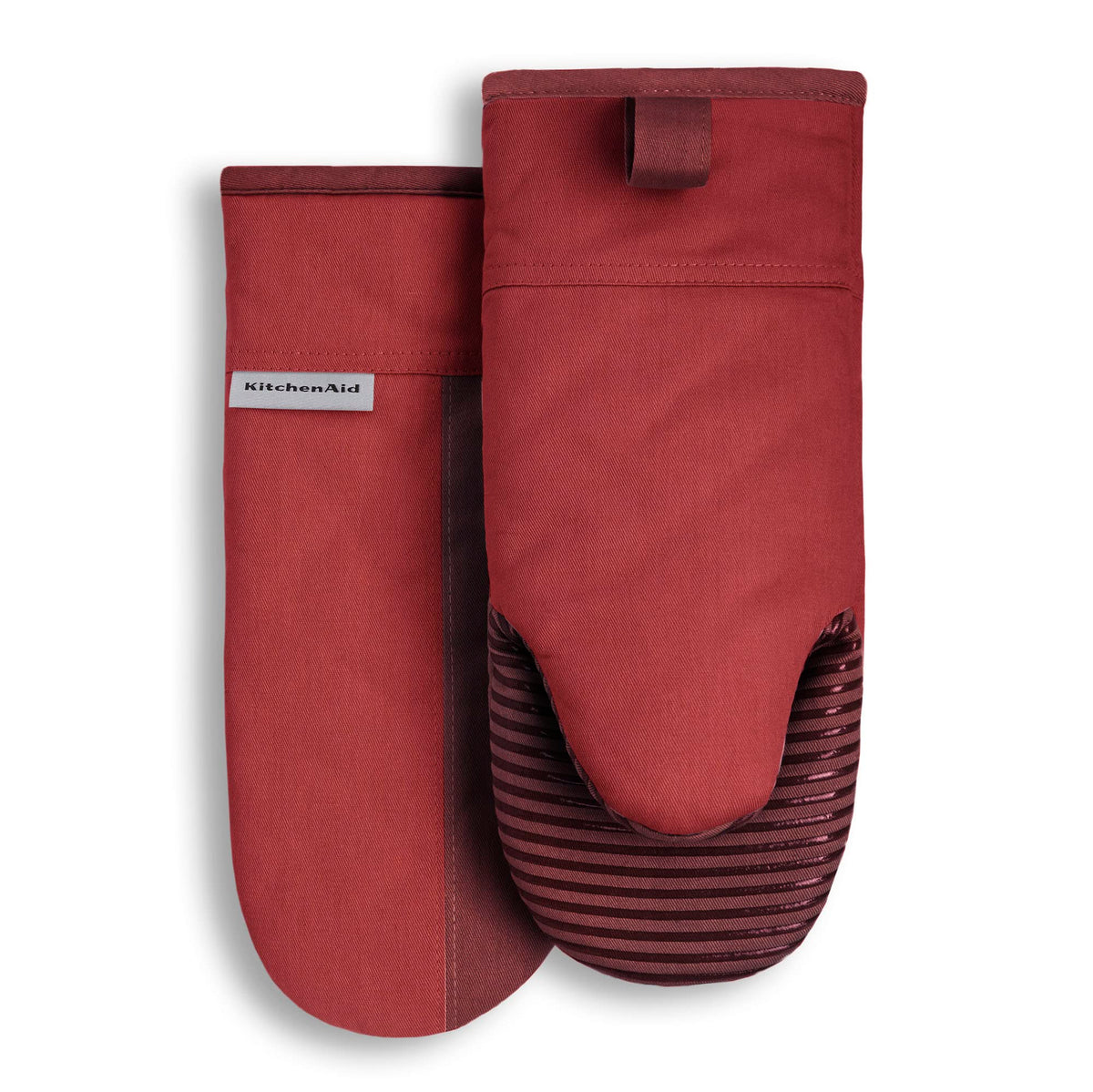 KitchenAid Beacon Two-Tone Non-Slip Oven Mitt Set, Passion Red/Bordeaux, 5.75"x13", 2 Piece