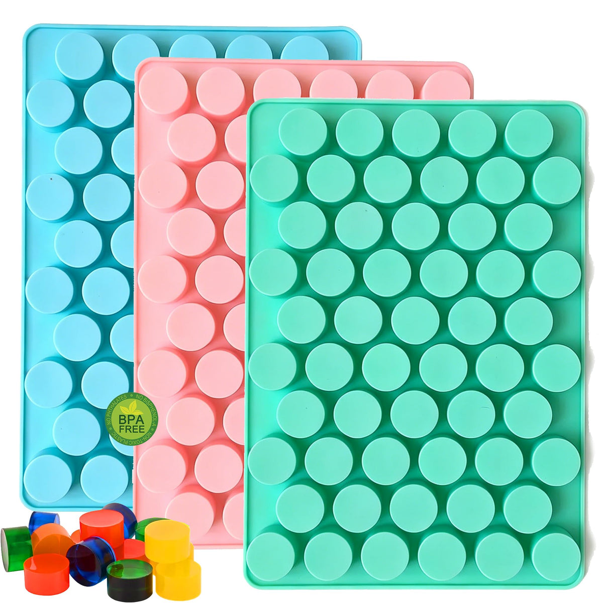 3 Pcs Round Chocolate Cookie Molds Set,12-Cavity Silicone Mold with 30 Clear Treat Boxes, Round Baking Mold for Candy, Mini Cake, Individually Wrapped Cakesicle Party Favor Packaging