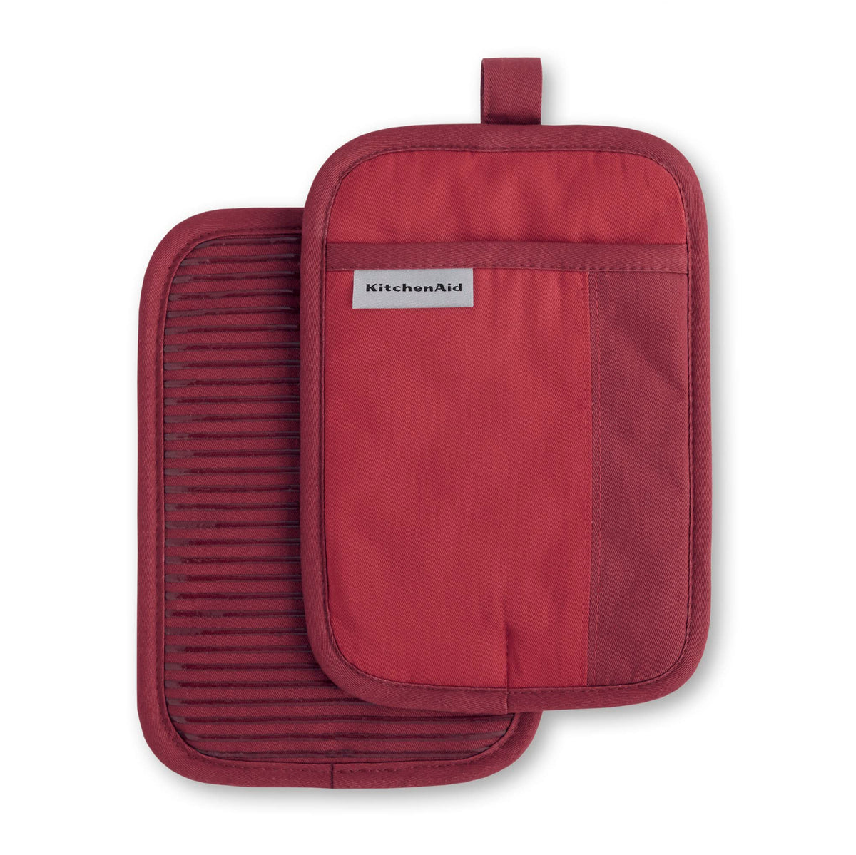 KITCHENAID Beacon Two-Tone Pot Holder 2-Pack Set, Contour Silver/Matte Black, 7"x10"