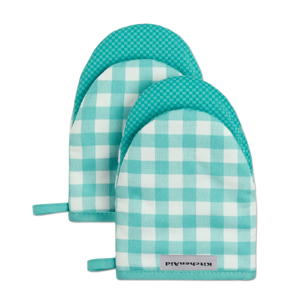 KitchenAid Gingham Mini Oven Mitt 2-Pack Set, Dried Rose, 5.5"x8"