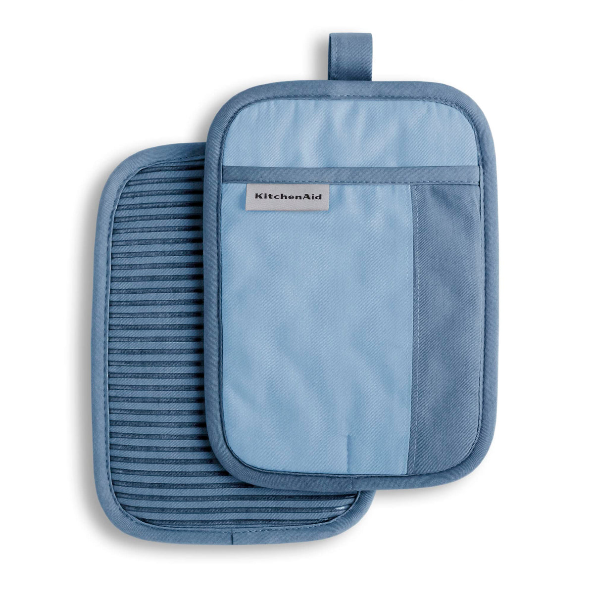 KITCHENAID Beacon Two-Tone Pot Holder 2-Pack Set, Contour Silver/Matte Black, 7"x10"