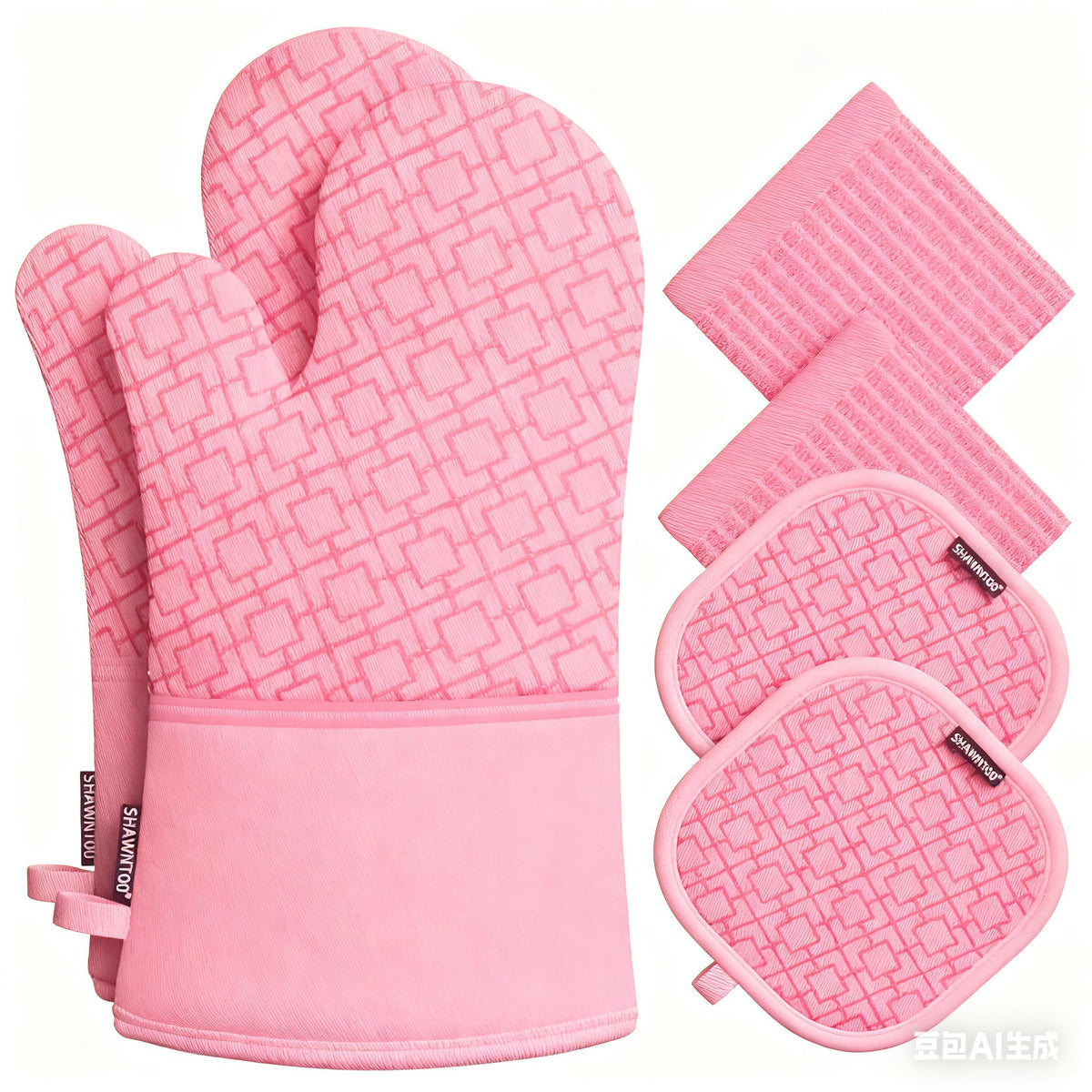 Oven Mitts and Pot Holders Sets 6pcs, Kitchen Oven Glove,High Heat Resistant 550 Degree Extra Long Oven Mitts and Potholders with Non-Slip Silicone Surface for Home Essentials (Grey) (Gray)