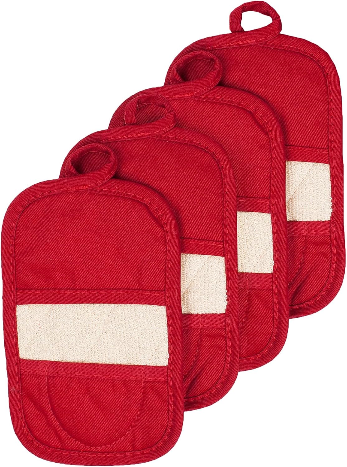 RITZ Premium Pot Holders & Heating Pads (4-Pack), 8.5" x 5.5", Heat Resistant, 100% Cotton Terry-Looped Pocket, Kitchen and Barbeque, Black