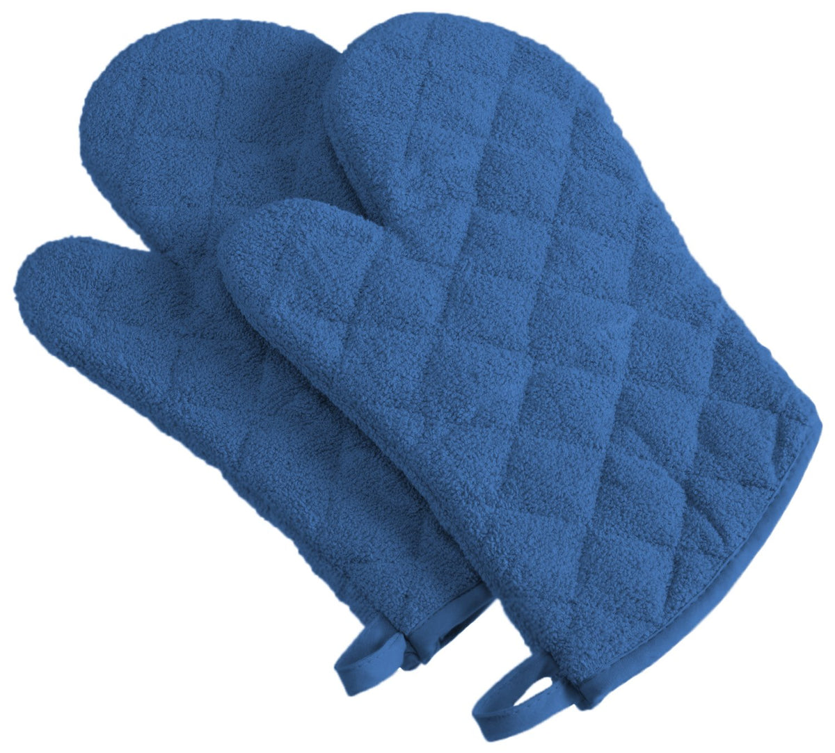 DII Basic Terry Collection 100% Cotton Quilted, Oven Mitt, Nautical Blue, 2 Piece