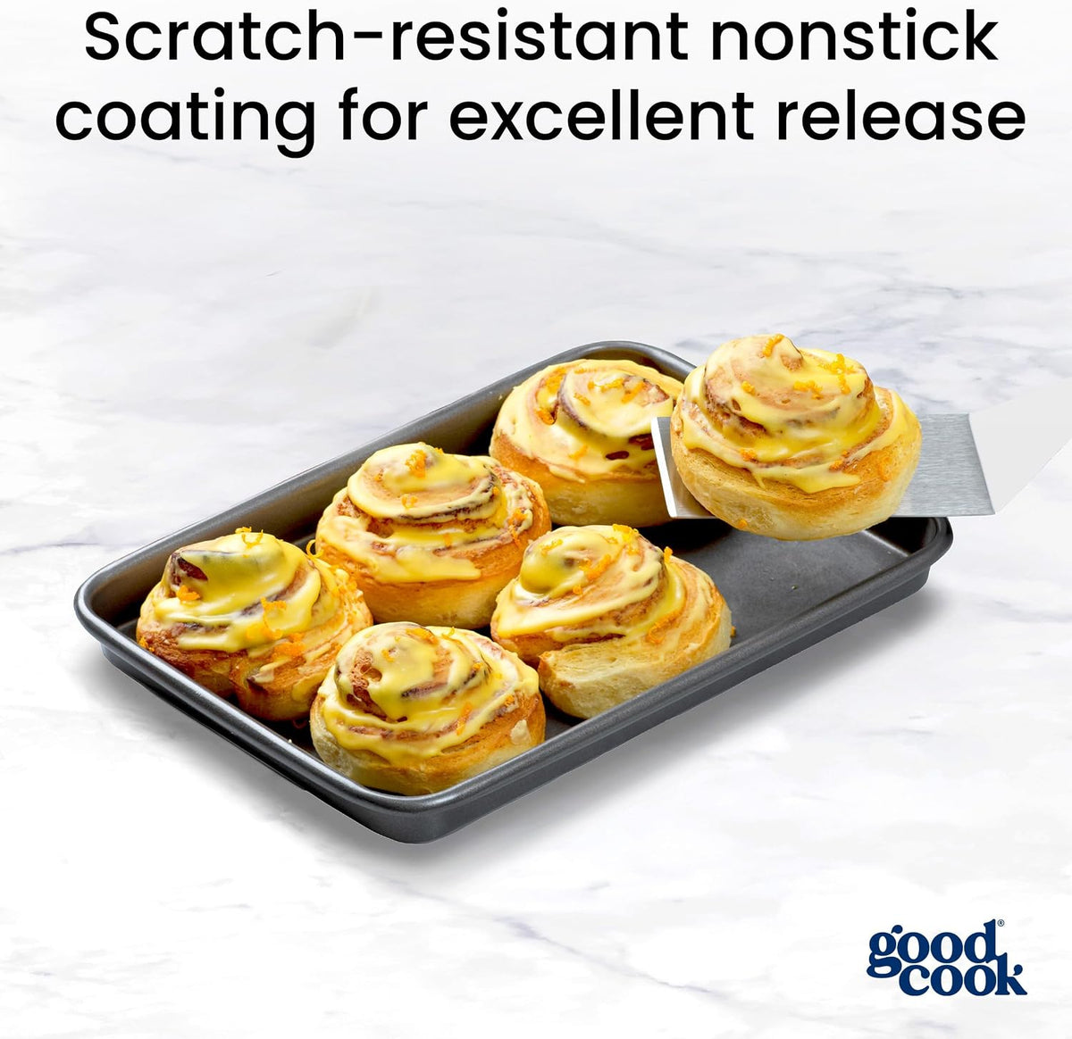 GoodCook Everyday Toaster Oven Mini Baking Sheets Set of 2 Set of 2 Heavy-Gauge Steel Baking Pans with Scratch-Resistant Nonstick, 9 x 6.2-Inch, Gray
