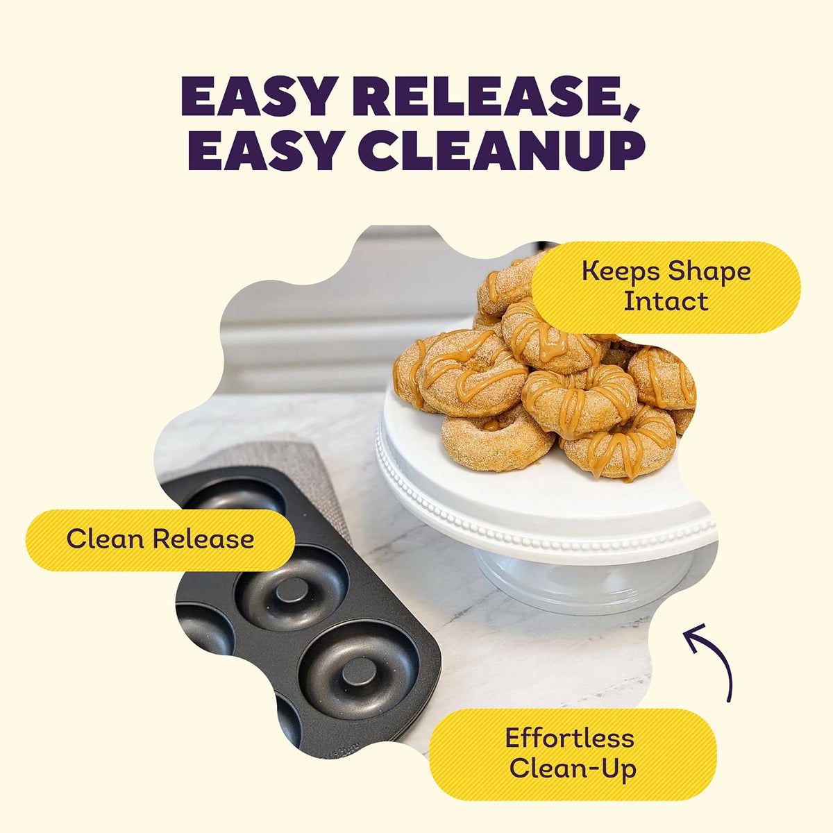 Wilton Gold Non-Stick Donut Pan Set, Made Without PFAS, 2-Piece