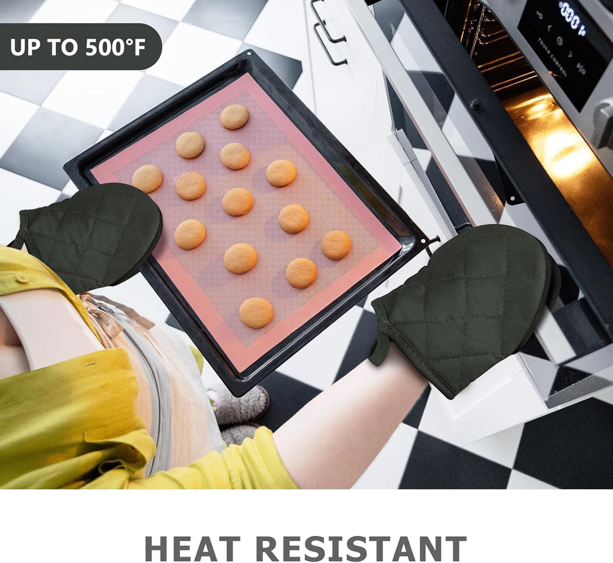 Goldmeet Mini Oven Mitts 2-Pack, 7"x5.5", 500°F Silicone Grip, Gray