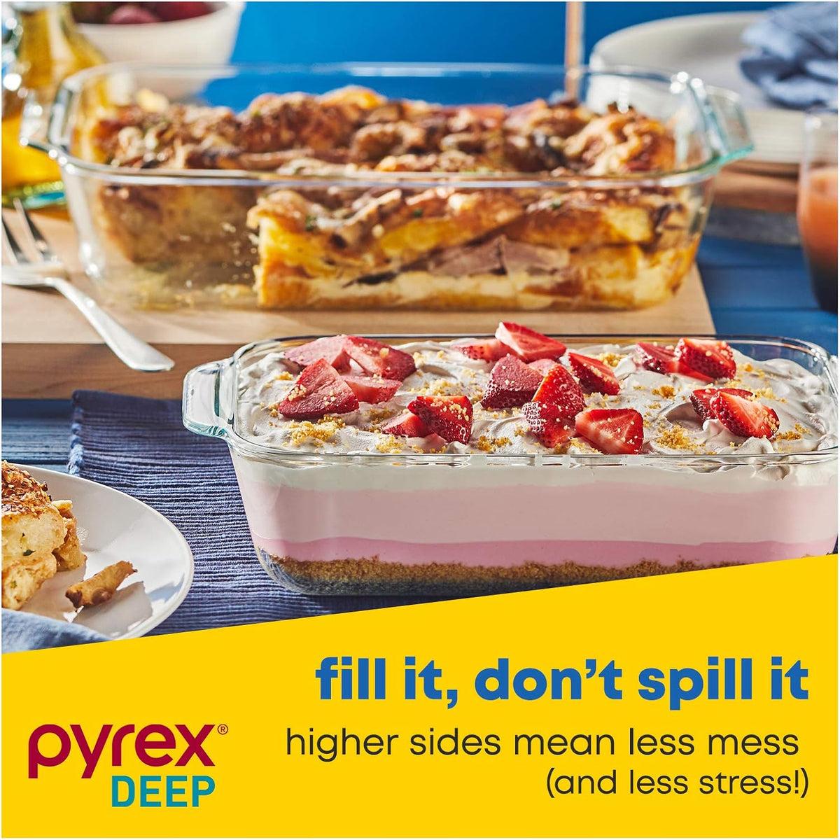 Pyrex Deep 3-Pack Glass Baking Dish Set (9"x13", 7"x11", 8"x8")