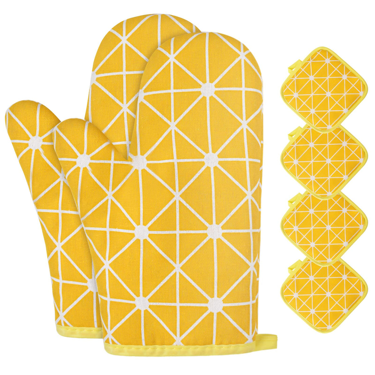AUAUY Oven Mitts and Pot Holders 6PCS Set, 392°F Heat Resistant BBQ Gloves
