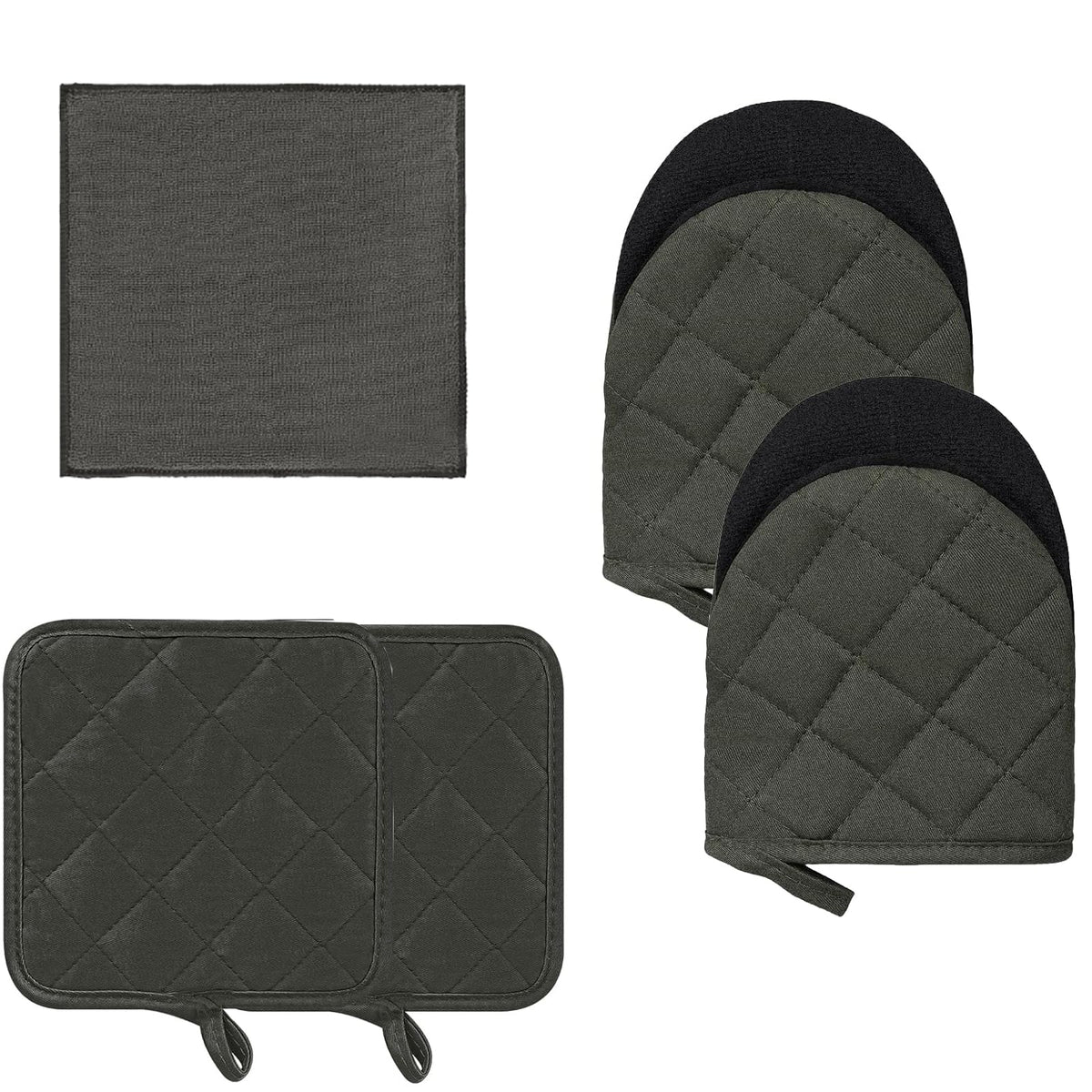 Goldmeet Mini Oven Mitts 2-Pack, 7"x5.5", 500°F Silicone Grip, Gray