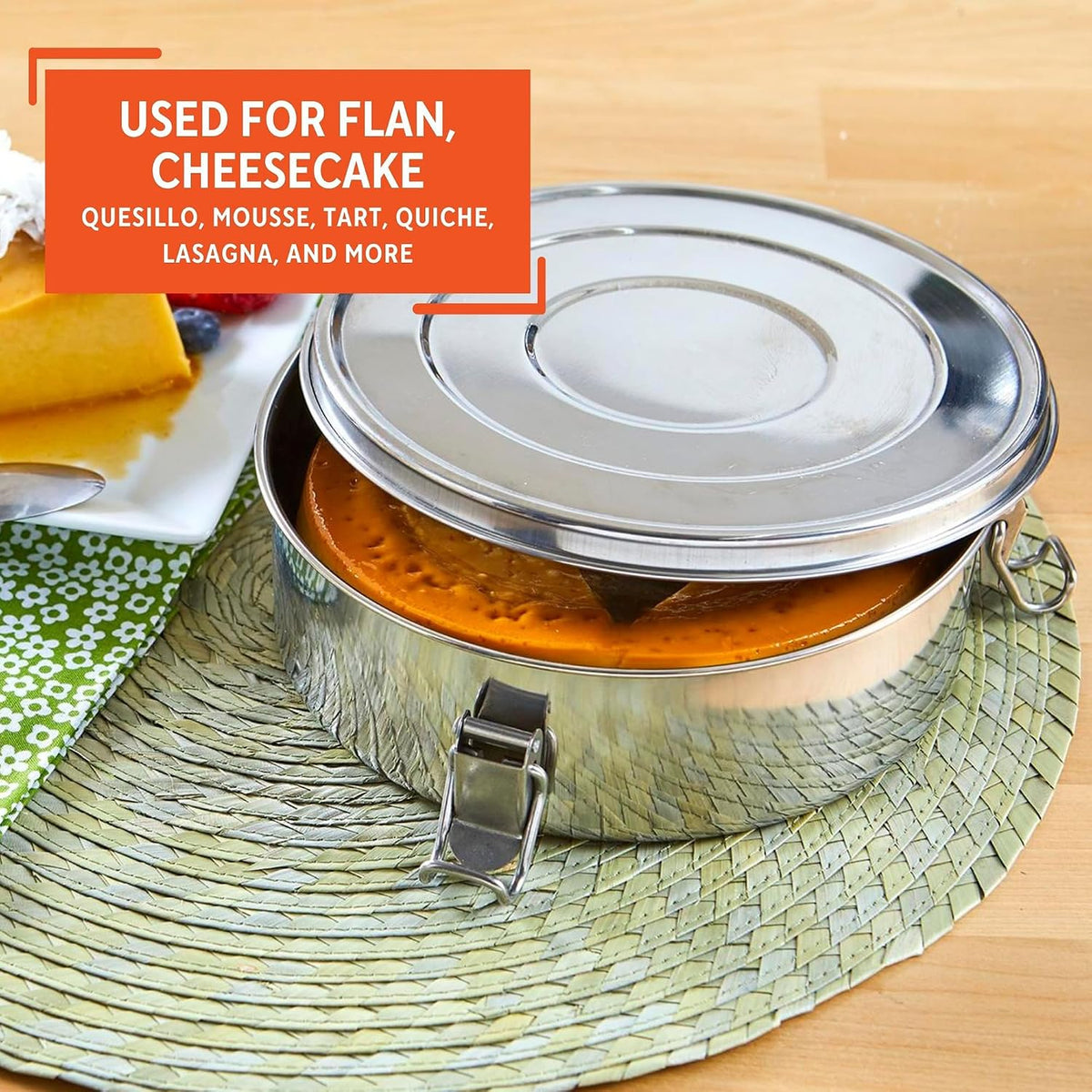 IMUSA 7 Inch Stainless Steel Flan Mold for Baking