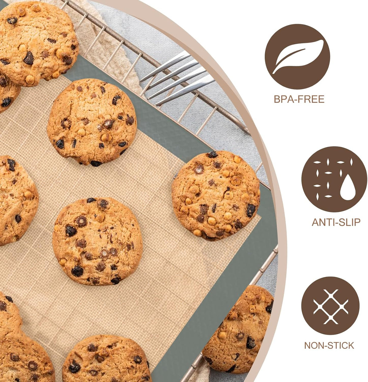 Koolstuffs Silicone Baking Mat, Nonstick and Reusable, 3 Pack