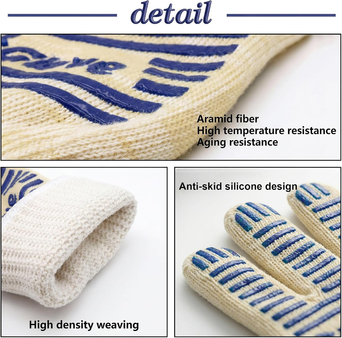 Heat Resistant Oven Gloves with Fingers, Heat Proof Gloves Oven Mitts