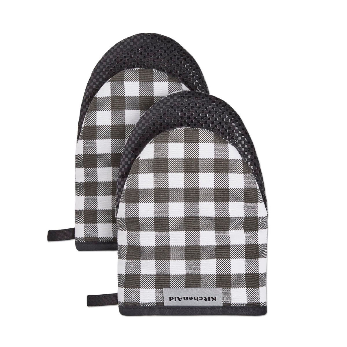 KitchenAid Gingham Mini Oven Mitt 2-Pack Set, Dried Rose, 5.5"x8"