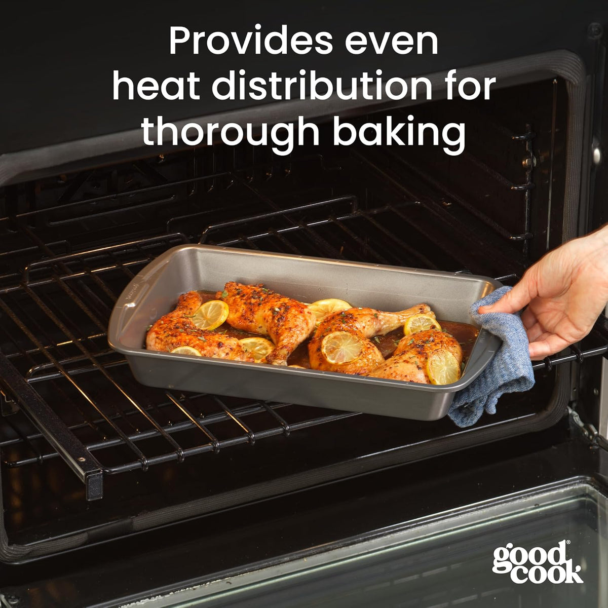 Good Cook Everyday Bake & Roast Pan with Scratch-Resistant Metal-Utensil Safe Nonstick, 13 x 9-Inch, Gray