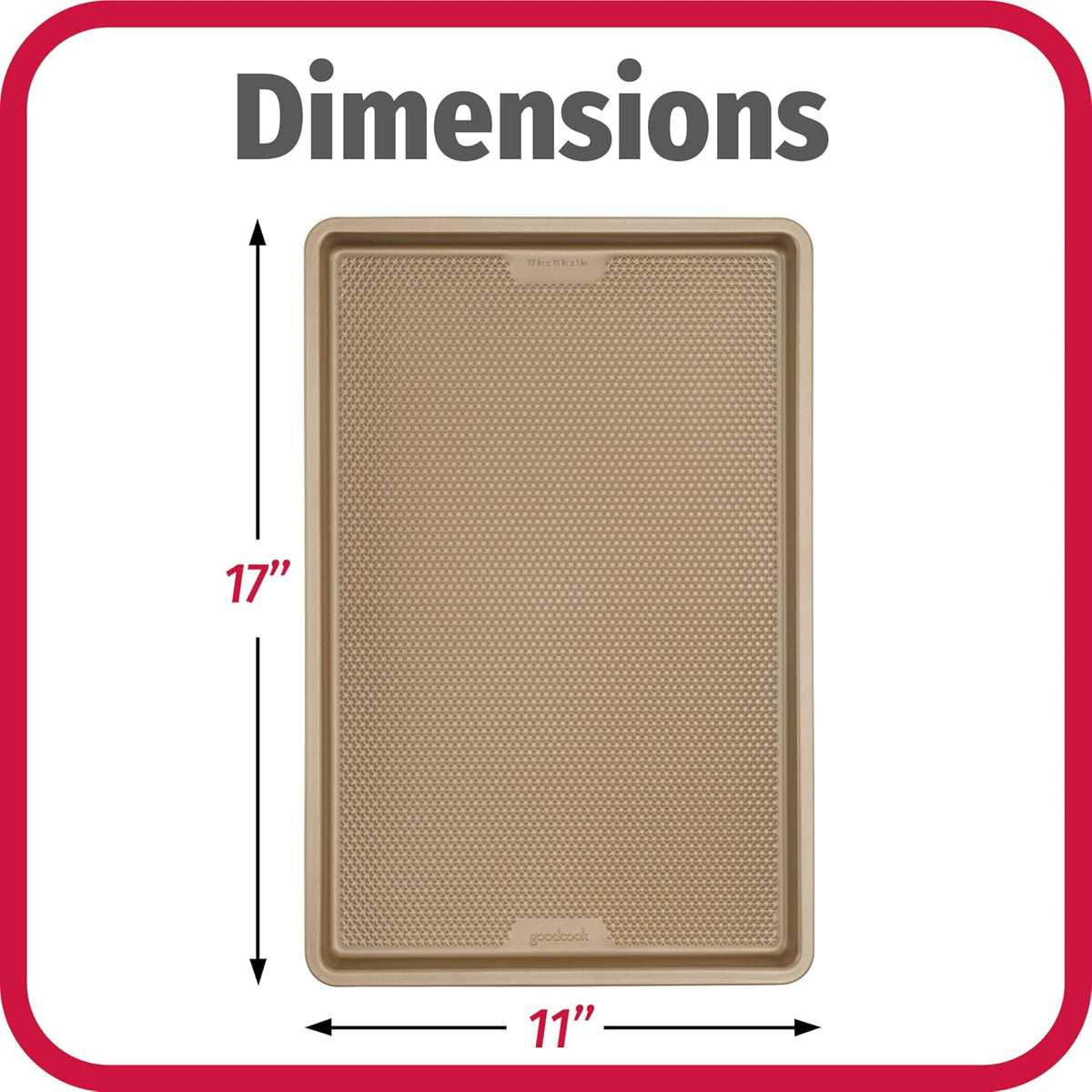 GoodCook BestBake Nonstick Textured Carbon Steel Cookie Sheet, 11" x 17", Large Baking Sheet, Even Heating, Scratch-Resistant, Non-Toxic, Durable, Ideal for Baking and Sheet Pan Dinners