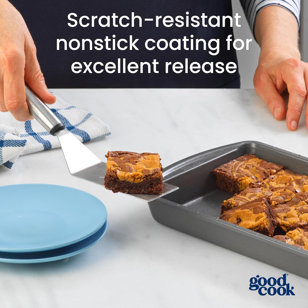 Good Cook Everyday Baking Pan with Scratch-Resistant Metal-Utensil Safe Nonstick, 7 x 11-Inch, Gray