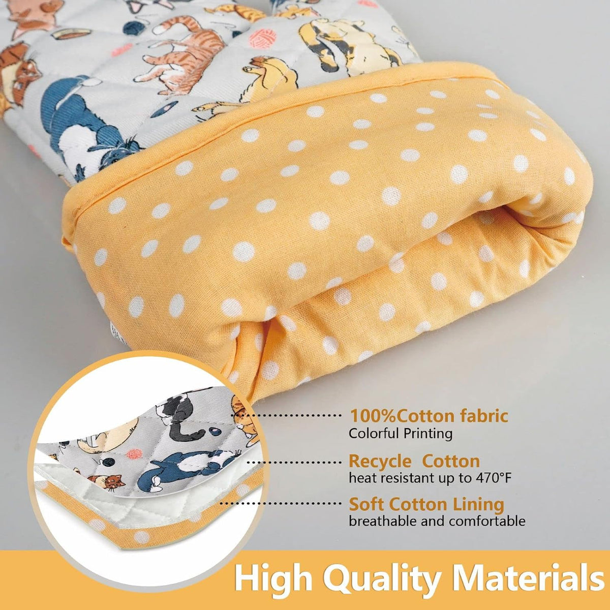 Oven Mitts Cotton Fashion Cute Cat Design 1pair