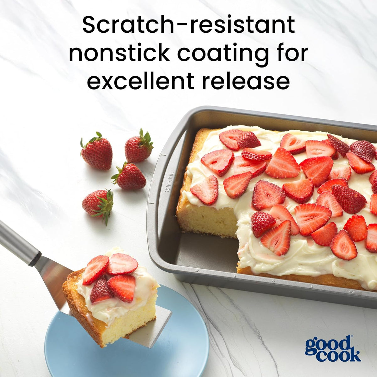 Good Cook Everyday Bake & Roast Pan with Scratch-Resistant Metal-Utensil Safe Nonstick, 13 x 9-Inch, Gray