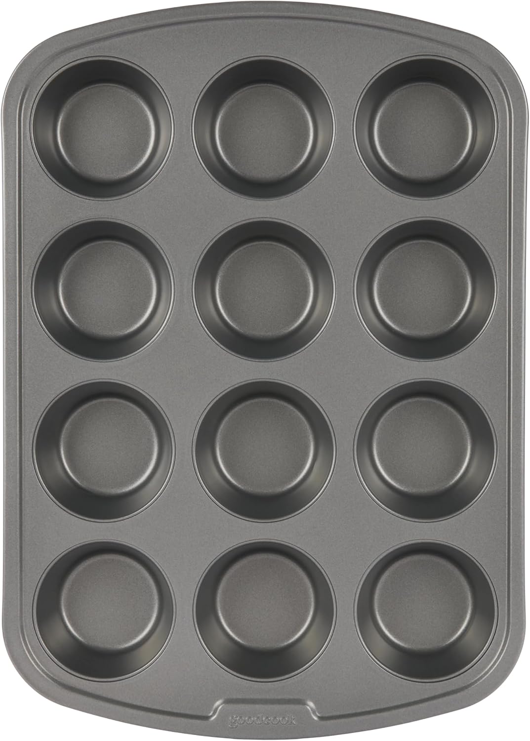 GoodCook Everyday Nonstick Steel Muffin Pan, 12 cup, Gray