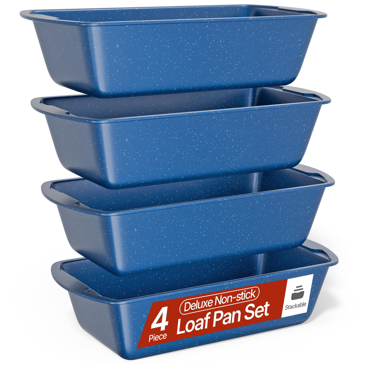 Loaf Pan Set 4-Piece - Deluxe Nonstick Carbon Steel Bakeware for Perfect Bread and Cakes – Dishwasher Safe, Premium Pans for Home Baking